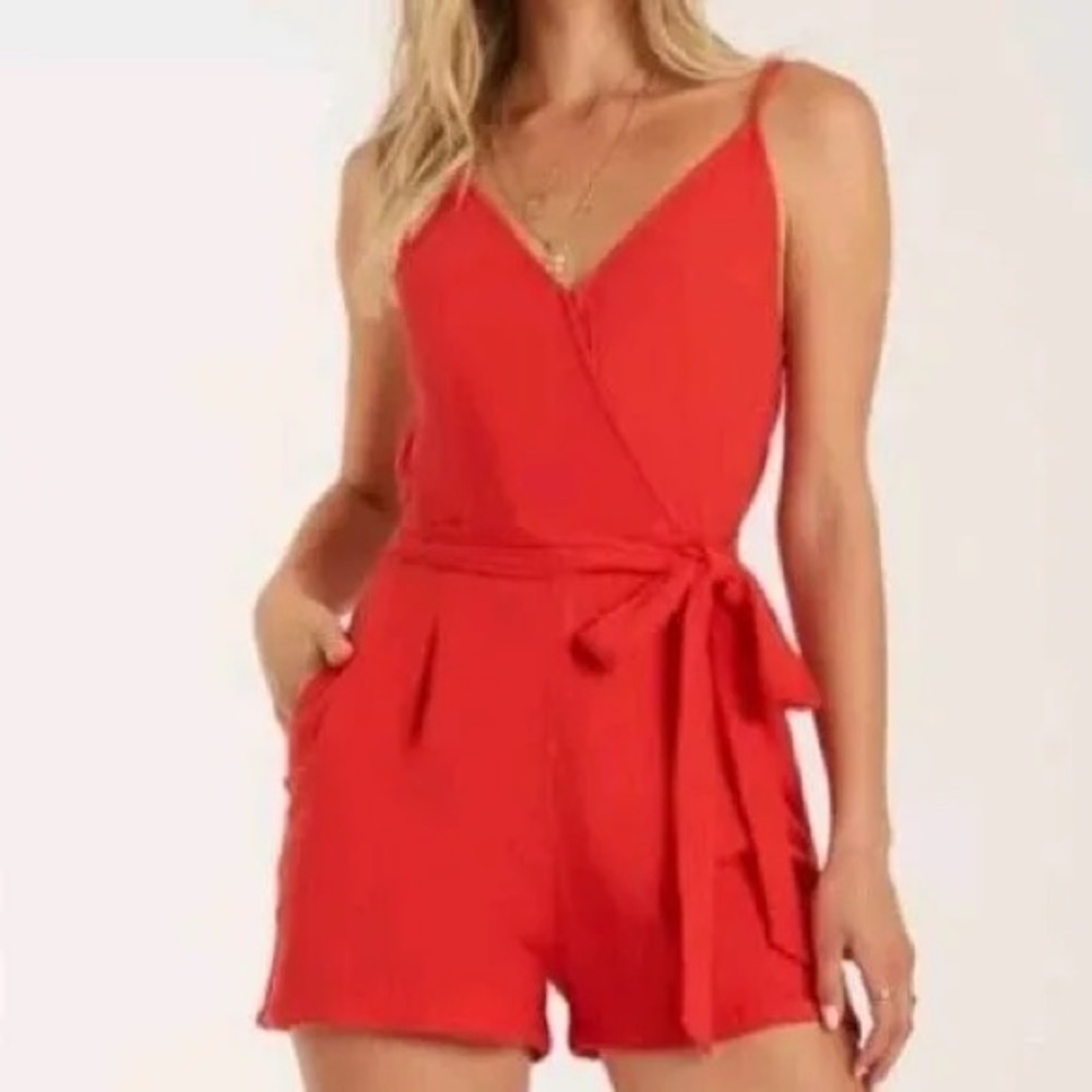 Red Wrap Style Romper